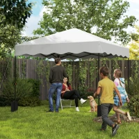 Outsunny Carpa Plegable 3x3m con Protección UV Altura Ajustable y Bolsa con Ruedas para 6-9 Personas Blanco(m-2)