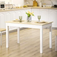 HOMCOM Tavolo da Pranzo 4-6 Posti Design Moderno per Cucina e Soggiorno, 119x70x75cm, Bianco e Legno(m-2)