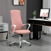Vinsetto Silla de Oficina Giratoria Altura Ajustable con Reposabrazos Función de Basculante Respaldo Alto 62x56x110-119,5cm Rosa(m-10)