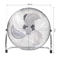 HOMCOM 18" Chrome Metal Floor Fan with Tilting, High Velocity, 3 Speed, Portable Gym Fan for Home Office, Silver(m-3)