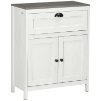 kleankin Bathroom Floor Cabinet, Freestanding Storage Cupboard with Drawer, Double Door Cabinet and Adjustable Shelf, White(m-1)