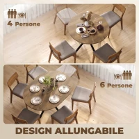HOMCOM Tavolo da Pranzo Allungabile 4-6 Posti con Allunga a Farfalla, Base a X Marrone(m-3)