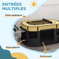 PawHut Parc pliable pour animaux de compagnie parc pour chiots en tissu Oxford avec fenêtres et portes sac de rangement jaune(m-5)