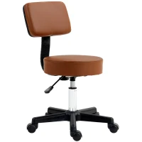 HOMCOM Beautician's Swivel Salon Chair w/ Padded Seat Back 5 Wheels Adjustable Height Salon Hairdressers Tattoo Spa Rolling Cushion Professional 48cm Brown(m-1)