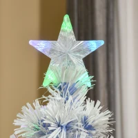 HOMCOM 5FT Artificial Fibre Optic Christmas Tree Seasonal Decoration w/ LED Lights Pre-Lit Easy Store White Blue(m-7)