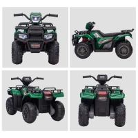 HOMCOM 12V Kids Quad Bike with Forward, Reverse Functions, Ride-On ATV w/ Music, LED, Headlights, for Ages 3-5 Years - Green(m-8)