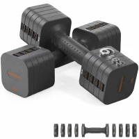 5‑in‑1 verstellbares Kurzhantelset (2 Stück), Dual‑Lock, weicher TPU‑Griff, 29.5x24.5x13 cm, Grau(m-1)