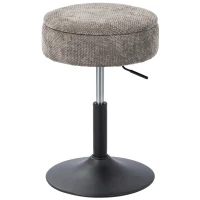 HOMCOM Taburete de Bar con Almacenaje Altura Ajustable Taburete de Cocina Redondo Giratorio Tapizado en Chenilla Gris(m-11)
