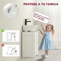 HOMCOM Mueble bajo Lavabo con 2 Puertas con Diseño de Arco Estante Ajustable Tiradores Dorados 60x30x65 cm Blanco(m-6)