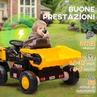 AIYAPLAY Camion per Bambini 3-5 Anni con Motore 12V, Macchina Elettrica per Bambini con Musica e Fari, Giallo(m-6)