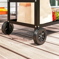 Outsunny BBQ Trolley with Stainless Steel Top Adjustable Shelf, Outdoor Kitchen Barbecue Station with Hooks Seasoning Tray Towel Rack, Pizza Oven Table Movable Grill Dining Cart with Cover, Black(m-9)
