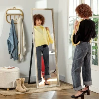 HOMCOM 162.6 cm Two-Tone Full Length Mirror - White/Oak-Tone(m-10)