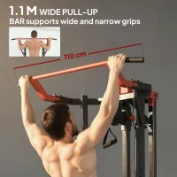 SPORTNOW Power Tower with Lat Pull Down Machine, Pull Up Bar, Dip Station, Adjustable Height Power Pack for Home Gym(m-7)