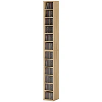 HOMCOM Set of 2 CD Media Display Shelf Unit Tower Rack with Adjustable Shelves, Natural(m-11)