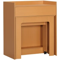 HOMCOM Tavolo Pieghevole da Pranzo max 5 Persone in Truciolato e Acciaio, 84x180x100 cm, color Legno(m-11)