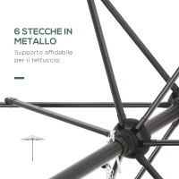 Outsunny Ombrellone da Giardino 2x2m Rotondo con Palo Centrale in Alluminio e Poliestere, Crema(m-5)