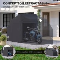 Outsunny Abri de moto extérieur tente à moto housse de protection en tissu Oxford, 2 fenêtres, 345 x 135 x 191 cm, noir(m-7)