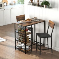 HOMCOM Three-Piece Compact Bar Table Set - Brown/Black(m-10)