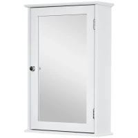 kleankin Specchio Bagno Contenitore con Anta Magnetica, Mobile Bagno con Specchio, Ripiano Regolabile, Bianco(m-11)