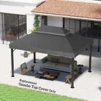 Outsunny Copertura per Gazebo da Giardino 3x4 m a 2 Livelli in Tessuto Oxford 600D con Fori di Drenaggio, Grigio Scuro(m-10)