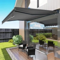 Outsunny Klemmmarkise mit Handkurbel höhenverstellbar Gelenkarmmarkise 250 cm breit UPF 50+ Grau(m-10)
