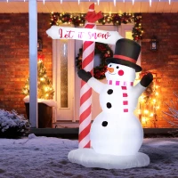 HOMCOM Bonhomme de neige gonflable avec pancarte 3 LED polyester imperméable hauteur 213 cm blanc(m-10)