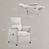 HOMCOM Poltrona Reclinabile Elettrica con Telecomando e Poggiapiedi, in Tessuto Effetto Velluto, 80x83x104 cm, Crema(m-3)
