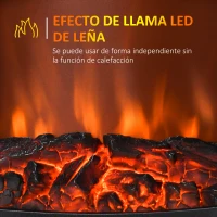 HOMCOM Chimenea Eléctrica 900W/1800W con Efecto de Llama Temperatura Ajustable y Protección Sobrecalentamiento Negro(m-5)
