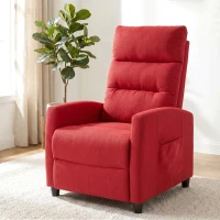 HOMCOM Poltrona Massaggiante e Reclinabile a 160° con Poggiapiedi e Telecomando, 66x91x108 cm, in Ciniglia Rosso Vino(m-9)