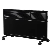 HOMCOM POWER Convector Radiator, Energy Saving Freestanding or Wall-mounted Heating with 2 Heat Settings Safety Cut-Off, Black(m-10)