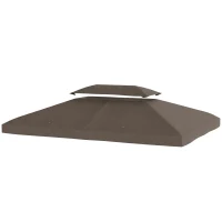 Outsunny Toldo de Recambio 4x3 m con Techo Doble Orificios de Drenaje y Protección UV Solo Toldo NO Incluye Marco Marrón(m-11)