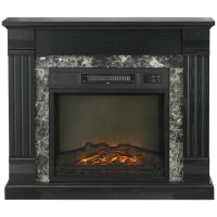 HOMCOM Chimenea Eléctrica 1800W Chimenea Decorativa con Efecto de Llama Mando a Distancia Temporizador 80x21,6x67,8cm Negro