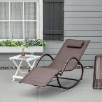 Outsunny Tumbona Mecedora de Exterior con Reposabrazos Reposacabezas y Efecto de Ratán para Jardín Terraza Patio Carga Máx. 160 kg 157x60x84 cm Marrón(m-10)