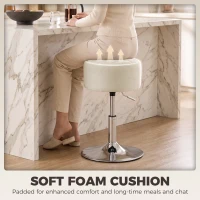 HOMCOM Bar Stool Adjustable Swivel Chair Velvet-Feel Seat 1 Piece, Beige(m-7)