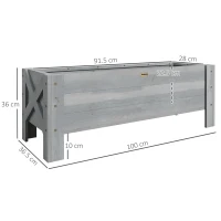 Outsunny 58L Garden Raised Bed Planter Grow Containers for Outdoor Patio Plant Flower Vegetable Pot Fir Wood, 100 x 36.5 x 36 cm, Grey(m-3)