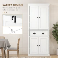 HOMCOM Traditional Kitchen Cupboard  Freestanding Storage Cabinet with Drawer, Doors and Adjustable Shelves, White(m-6)