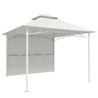 Outsunny Pavillon Tonnelle de Jardin Toit Double Rideaux et Poches de Rangement Crochet de Plafond 3 x 3 m Crème(m-1)