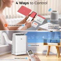 HOMCOM 14000 BTU Mobile Air Conditioner, Smart Home WiFi Compatible, with Heater, Cooler, Dehumidifier, Fan, 24H Timer(m-4)