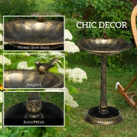 Outsunny 72cm Tall Antique Bird Bath for Garden, Vintage Style Birdbath with Bird Decoration and Flower Planter Base, Bird Bath Bowl for Outdoor, Bronze Tone(m-5)