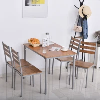 HOMCOM Modern 5-Piece Dining Table Set, Dining Table With 4 Chairs For Compact Dining Room& Kitchen, Brown(m-2)