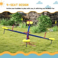 Outsunny Kids Metal Seesaw Teeter Totter Children's Playground Equipment for Garden Outdoor Indoor Swing, 4 Seats(m-5)