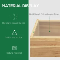 Outsunny Wooden Cold Frame Greenhouse Garden Polycarbonate Grow House  with Independent Openable Top Covers for Flowers, Vegetables, Plants, 100 x 50 x 36 cm, Natural(m-6)