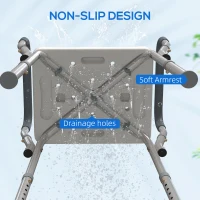 HOMCOM 57-69cm Aluminium Frame Bath Seat - Light Blue(m-6)