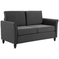 HomCom canapea 2 locuri, tapitata,141x65x78cm, gri | AOSOM RO(m-12)