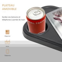 Outsunny Chaise Longue Pliable zéro gravité Dossier réglable Tablette tétière métal époxy Polyester Coton Gris Noir(m-8)