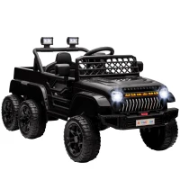 AIYAPLAY Voiture électrique enfant buggy électrique enfant 2 moteurs 12 V 3 vitesses remorque arrière 122L x 62,5l x 65H cm noir(m-1)