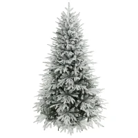 HOMCOM Árbol de Navidad con efecto de nieve 180 cm con 1920 puntas, sistema plegable, artificial, perfil completo(m-1)