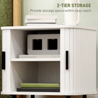 HOMCOM Nightstand with Sliding Doors and Metal Legs White Wood Effect(m-6)