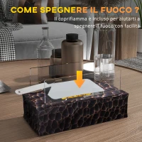 HOMCOM Camino a Bioetanolo da Tavolo con Bruciatore da 1.15L e Pannello in Vetro, 33x16x18cm, Nero(m-6)