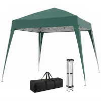 Outsunny Tonnelle barnum de jardin pop-up pliant 2,4 x 2,4 m acier polyester anti UV avec sac de transport vert foncé(m-16)